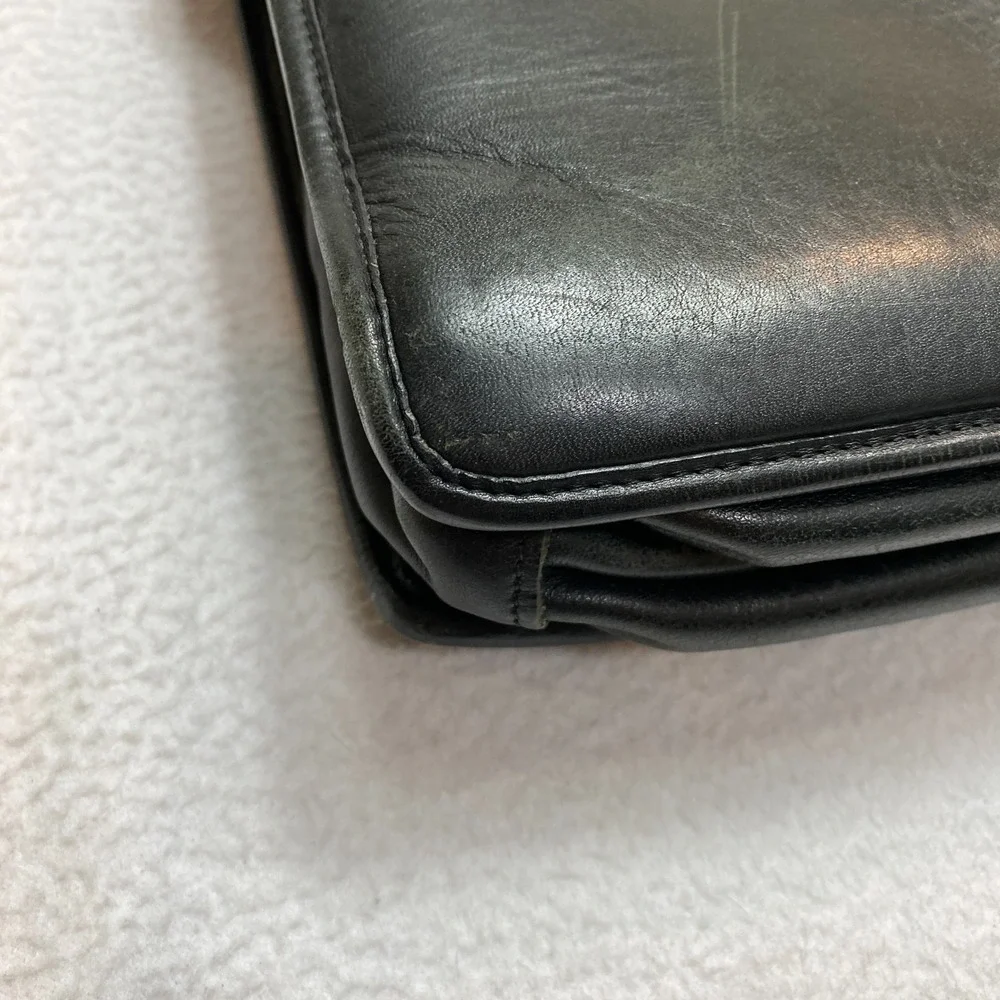 Jack Georges Briefcase Double Handle Black Leather Bag Work Laptop